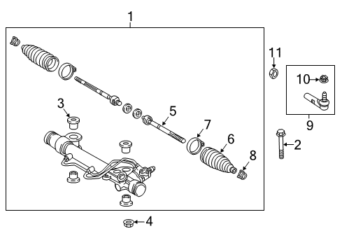 2016 Toyota Tacoma Steering Column & Wheel, Steering Gear & Linkage Gear Assembly Nut Diagram for 90178-A0041