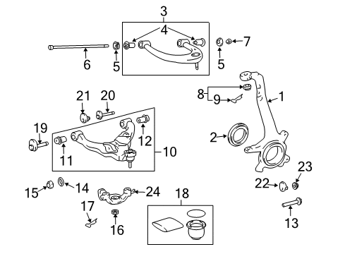 2003 Lexus GX470 Front Suspension Components, Lower Control Arm, Upper Control Arm, Ride Control, Stabilizer Bar Track Bar Washer Diagram for 90948-A2002