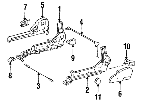 1995 Toyota Corolla Tracks & Components Cover, Seat Track Bracket, Inner LH Diagram for 72158-12030-C0