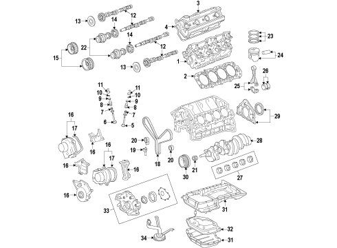 2009 Toyota Tundra Engine Parts, Mounts, Cylinder Head & Valves, Camshaft & Timing, Variable Valve Timing, Oil Cooler, Oil Pan, Oil Pump, Crankshaft & Bearings, Pistons, Rings & Bearings Front Mount Diagram for 12362-0F010