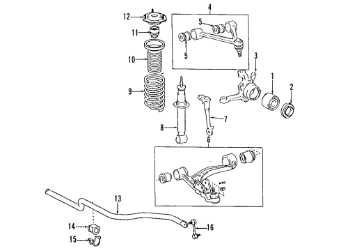 1993 Toyota Supra Front Suspension Components, Lower Control Arm, Upper Control Arm, Stabilizer Bar Stabilizer Bar Diagram for 48811-24100