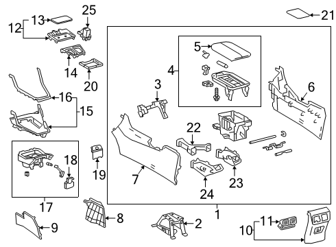 2021 Toyota RAV4 Prime Center Console Cup Holder Cover Diagram for 55534-0R010