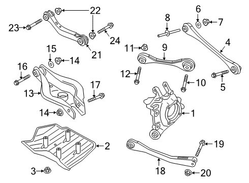 2021 Toyota GR Supra Rear Suspension Components, Lower Control Arm, Upper Control Arm, Ride Control, Stabilizer Bar Trailing Arm Diagram for 48711-WAA01