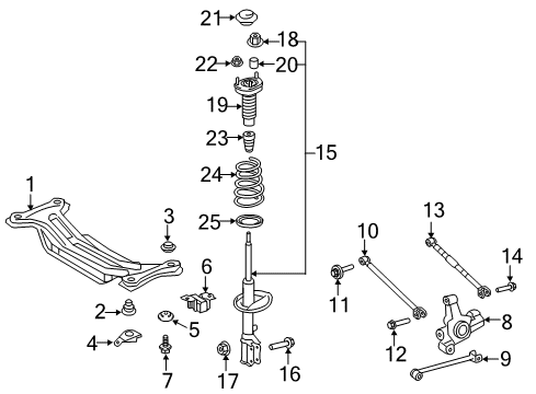 2012 Toyota Camry Rear Suspension Components, Stabilizer Bar Strut Diagram for 48530-09551