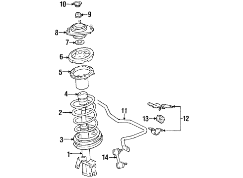 1993 Toyota Celica Front Struts & Components, Stabilizer Bar & Components Bushings Diagram for 48815-20210