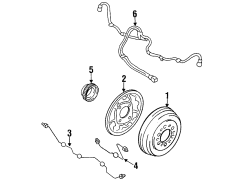 1995 Toyota T100 Rear Brakes Brake Backing Plate Sub-Assembly, Rear Right Diagram for 47043-34010