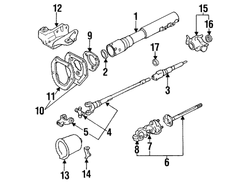 1988 Toyota Pickup Steering Column Assembly Upper Shaft Diagram for 45210-22050