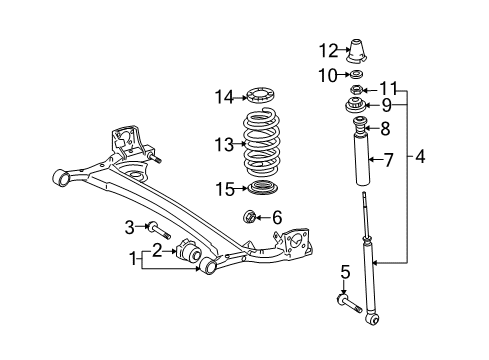 2008 Scion xD Rear Suspension Axle Beam Bushing Diagram for 48725-52060