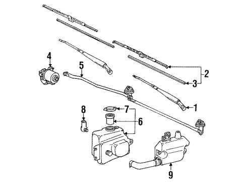 1992 Toyota Land Cruiser Wiper & Washer Components Motor Assy, Windshield Wiper Diagram for 85110-60140