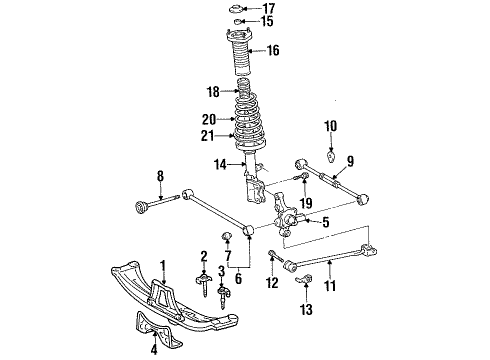 1999 Toyota Celica Rear Suspension Components, Lower Control Arm, Stabilizer Bar Upper Cover Diagram for 48753-02010