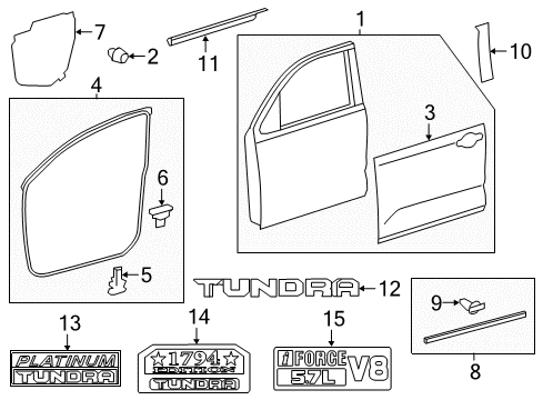 2014 Toyota Tundra Front Door & Components, Exterior Trim Outer Panel Diagram for 67111-0C050