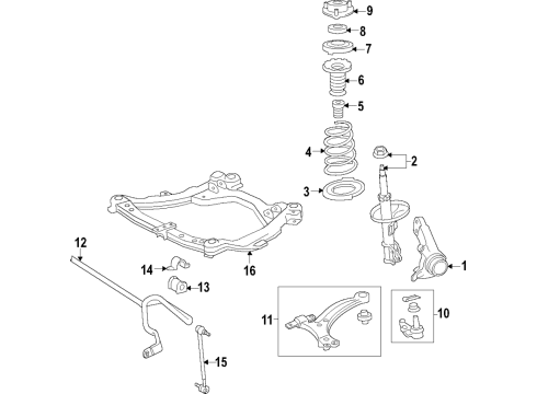 2018 Toyota Camry Front Suspension Components, Lower Control Arm, Stabilizer Bar Coil Spring Diagram for 48131-06G60
