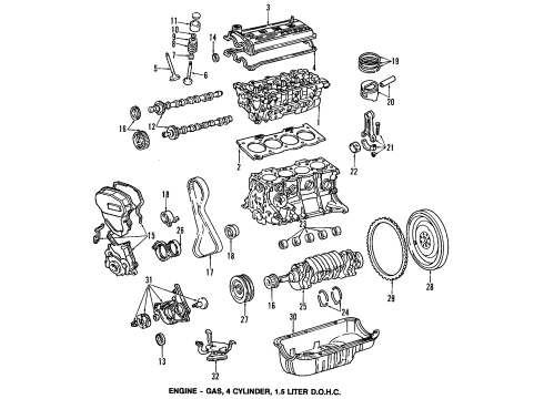1995 Toyota Paseo Engine Parts, Mounts, Cylinder Head & Valves, Camshaft & Timing, Oil Pan, Oil Pump, Crankshaft & Bearings, Pistons, Rings & Bearings Piston Ring Set Diagram for 13011-11160
