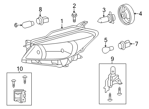 2013 Toyota Yaris Headlamps Headlamp Assembly Diagram for 81130-52E20