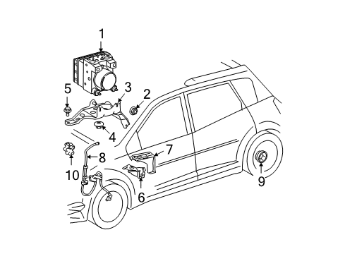 2006 Toyota Matrix ABS Components Actuator Assembly Bracket Diagram for 44590-02100