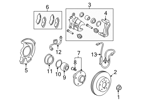 2009 Toyota Venza Brake Components Front Pads Diagram for 04465-0T010