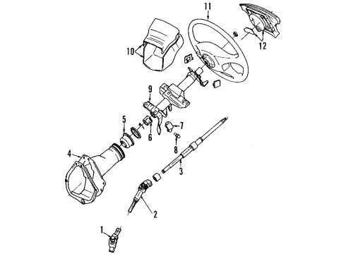 1994 Toyota Celica Steering Column, Steering Wheel & Trim Shaft Assembly Diagram for 45210-20320