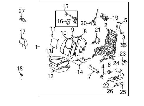 2011 Toyota RAV4 Front Seat Components Seat Back Cover Diagram for 71074-42261-B0