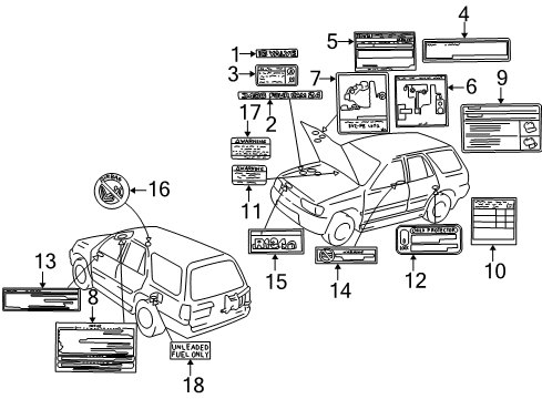 1997 Toyota 4Runner Information Labels Eng Info Label Diagram for 11292-74130