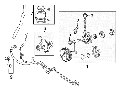 2005 Toyota Tundra P/S Pump & Hoses, Steering Gear & Linkage Reservoir Diagram for 44360-0C040