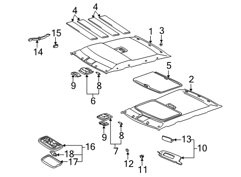 1997 Lexus ES300 Interior Trim - Roof Dome Lamp Assembly Diagram for 63660-AA011-A0