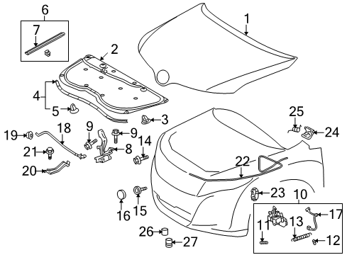 2015 Toyota Venza Hood & Components Release Handle Spring Diagram for 90084-50035