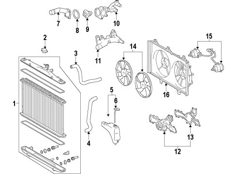 2012 Toyota Sienna Cooling System, Radiator, Water Pump, Cooling Fan Fan Blade Diagram for 16361-0P180
