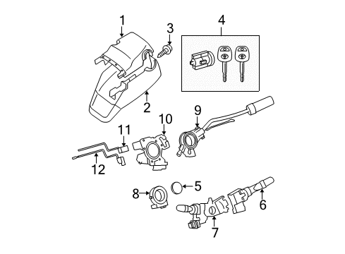 2009 Toyota Tundra Shroud, Switches & Levers Steering Sensor Assembly Diagram for 89245-06040