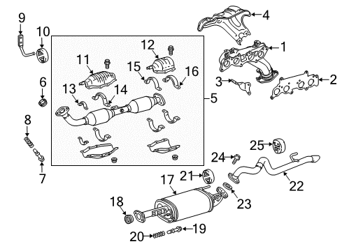 2010 Toyota 4Runner Exhaust Components, Exhaust Manifold Converter & Pipe Diagram for 17450-31111