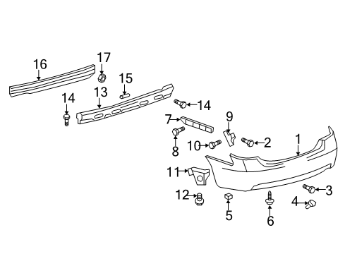 2011 Toyota Camry Rear Bumper Reinforce Beam Diagram for 52171-33120