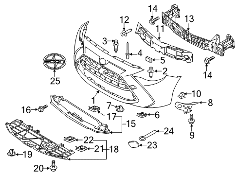 2017 Toyota Yaris iA Front Bumper Tow Hook Diagram for 51961-WB001