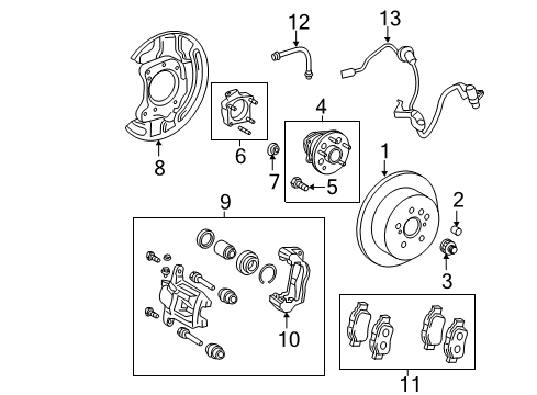 2011 Toyota Sienna Anti-Lock Brakes Hub & Bearing Diagram for 42410-08020
