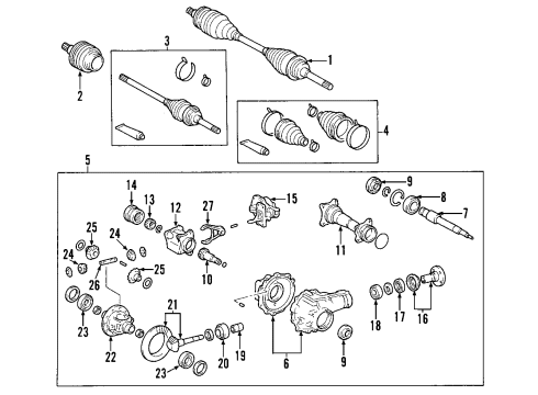 2000 Toyota Tundra Front Axle, Axle Shafts & Joints, Differential, Drive Axles, Propeller Shaft Companion Flange Diagram for 41204-35060