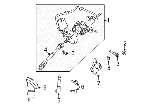 2015 Toyota Prius Steering Column & Wheel, Steering Gear & Linkage Intermed Shaft Diagram for 45260-12710