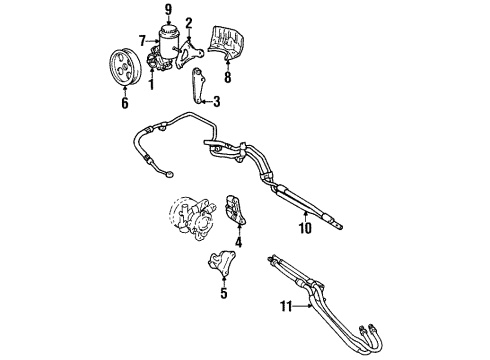 1997 Toyota Paseo P/S Pump & Hoses, Steering Gear & Linkage Pump Assy, Vane Diagram for 44320-16310