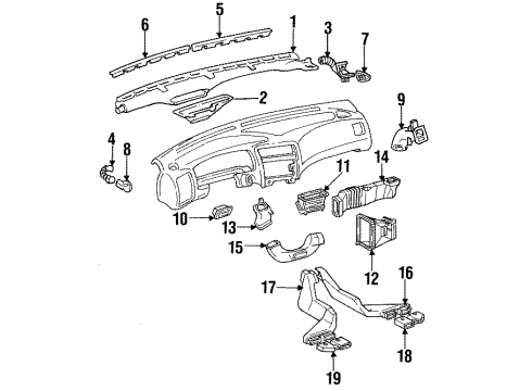 1995 Toyota Corolla Ducts Duct, Air, Rear Diagram for 87216-12010
