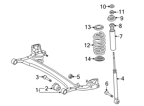 2014 Toyota Yaris Rear Axle, Suspension Components Shock Diagram for 48530-52J20
