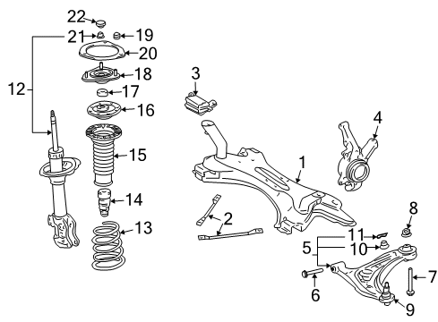 2005 Scion xB Front Suspension Components Lower Control Arm Diagram for 48069-19156