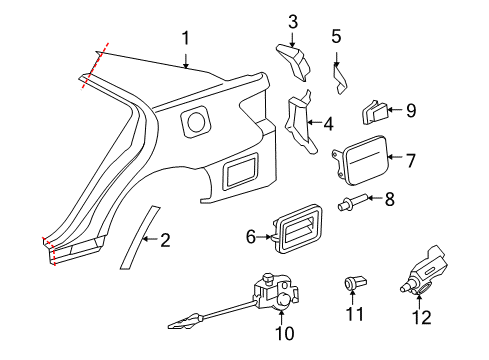 2011 Toyota Camry Fuel Door Tail Lamp Pocket Bracket Diagram for 58332-33020