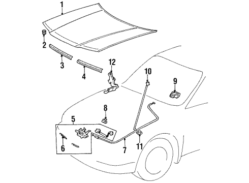 1995 Toyota Tercel Hood & Components Release Cable Diagram for 53630-16330