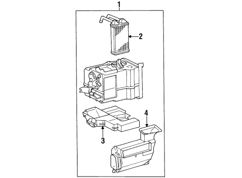 1997 Toyota Paseo Heater Core & Control Valve Unit Sub-Assy, Heater Radiator Diagram for 87107-42060
