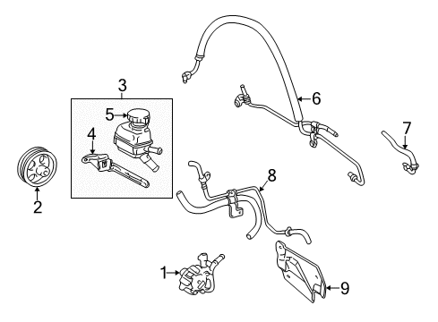 2000 Toyota Corolla P/S Pump & Hoses, Steering Gear & Linkage Pulley Diagram for 44311-02080