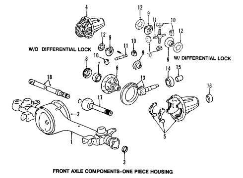 1996 Toyota Land Cruiser Front Axle, Differential, Propeller Shaft Bearing Adjuster Diagram for 41315-35020
