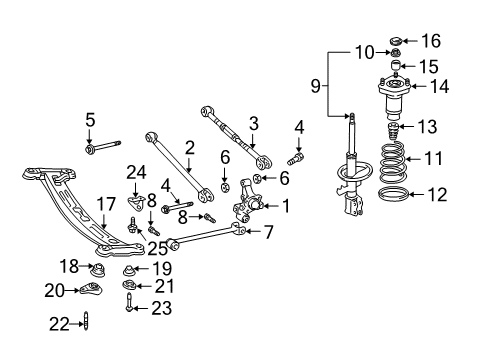 2004 Lexus ES330 Suspension Components, Ride Control, Stabilizer Bar Lower Insulator Diagram for 48258-AA010