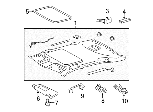 2008 Toyota Camry Interior Trim - Roof Headliner Reinforcement Diagram for 63386-33010