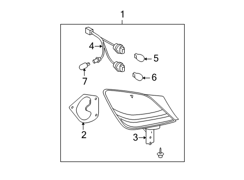 2009 Toyota Avalon Bulbs Tail Lamp Assembly Gasket Diagram for 81562-AC090