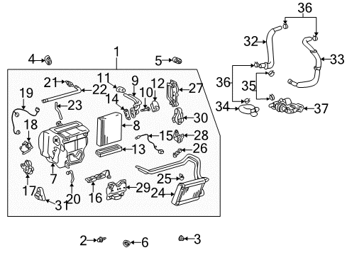 2003 Toyota Prius Air Conditioner Water Pump Assembly(For Heater) Diagram for 87200-47020
