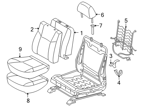 2007 Toyota Tacoma Front Seat Components Cushion Cover Diagram for 71072-AD011-B4