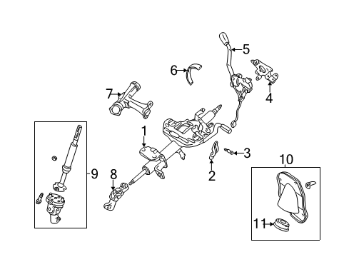 1999 Toyota Tacoma Steering Column Assembly Column Assembly, Steering Diagram for 45250-04100