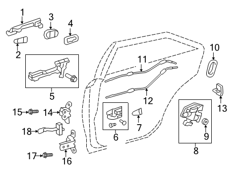 2015 Toyota Camry Rear Door Handle, Outside Diagram for 69211-06090-D2